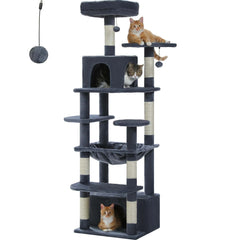 Large Cat Tree and Tower for Indoor Cats Spacious Hammock Padded Perches and Condos Cat Toys