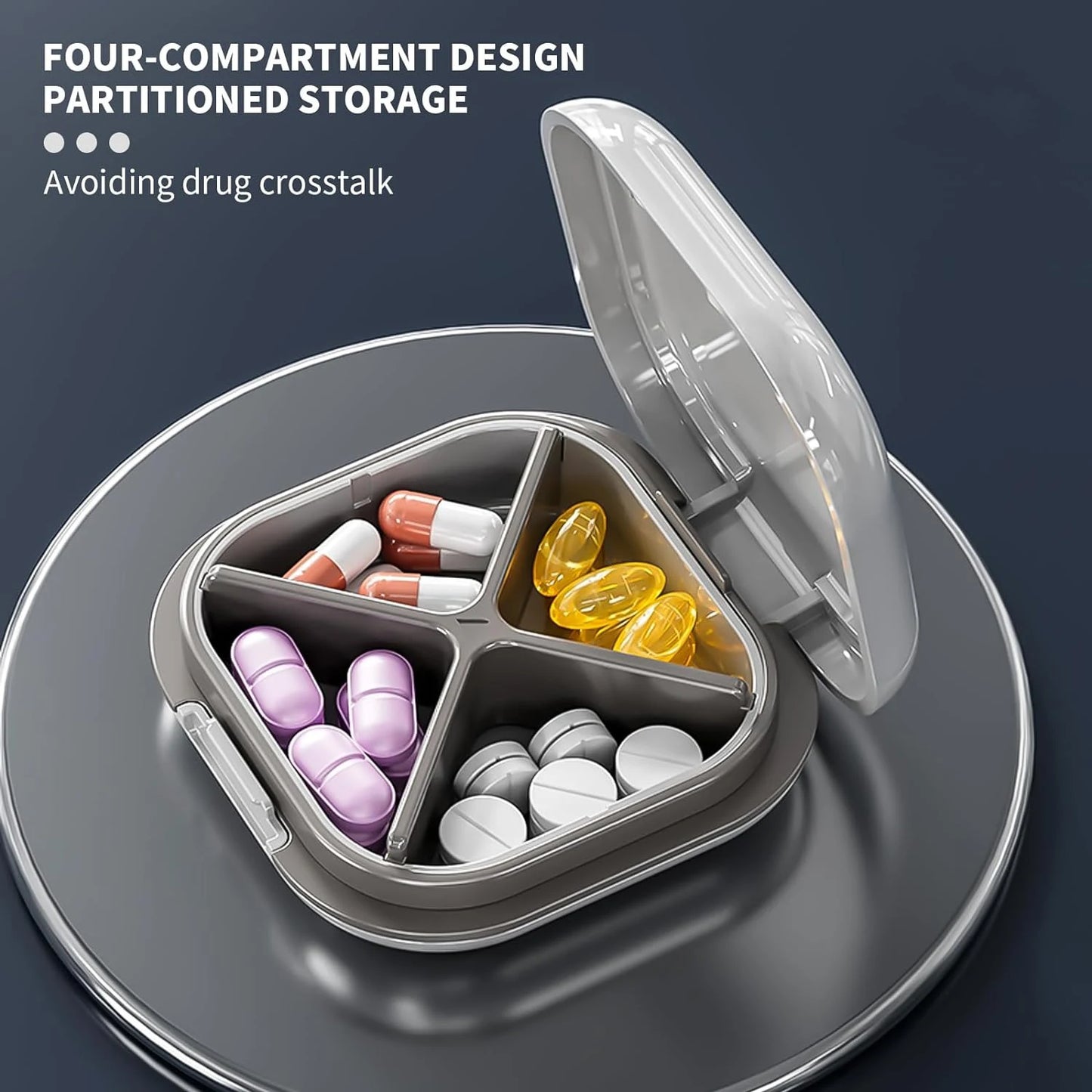 4-grid Pill Organizer Mini Portable Tablet Case for Vitamin Cod Liver Oil Supplement