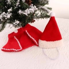 Cute Winter Pet Cloak Dog Cat Christmas Clothes Warm Puppy Santa Red Scarf Hat Head Funny Christmas Pet Costume Dog Cat Cloaks