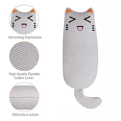 Rustle sound catnip toy for cats made of durable cotton linen with cute cat face and plush design