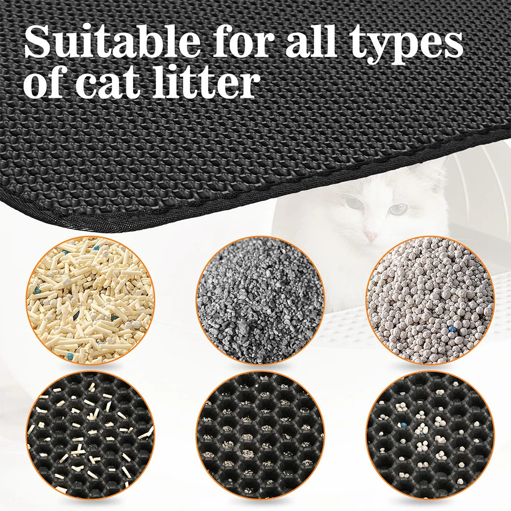 Cat Litter Mat Double Layer Waterproof Urine Proof Trapping Mat Easy to Clean Non-Slip Toilet Pad