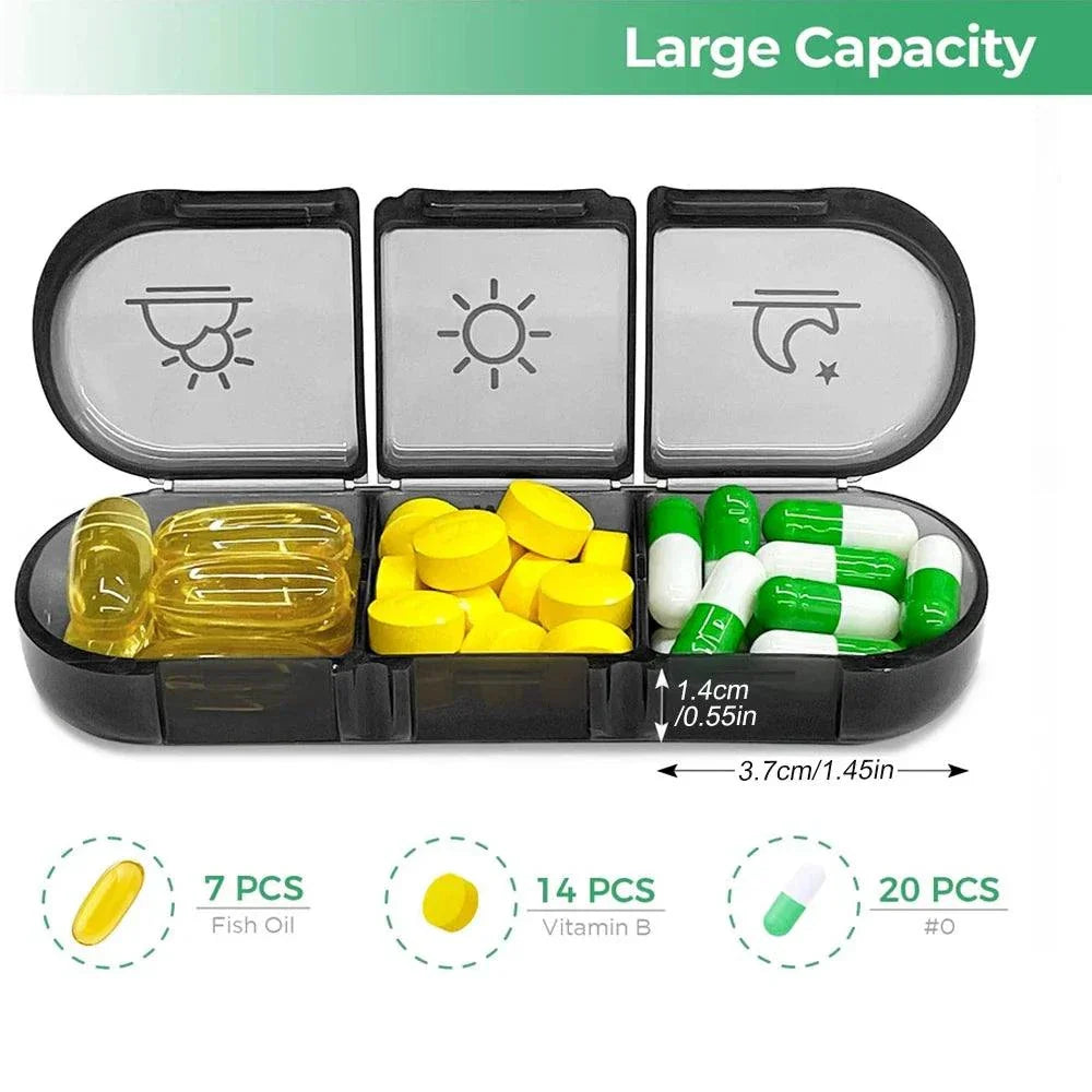 7 days pill box organizer with 21 compartments for vitamins and medicine doses three times daily