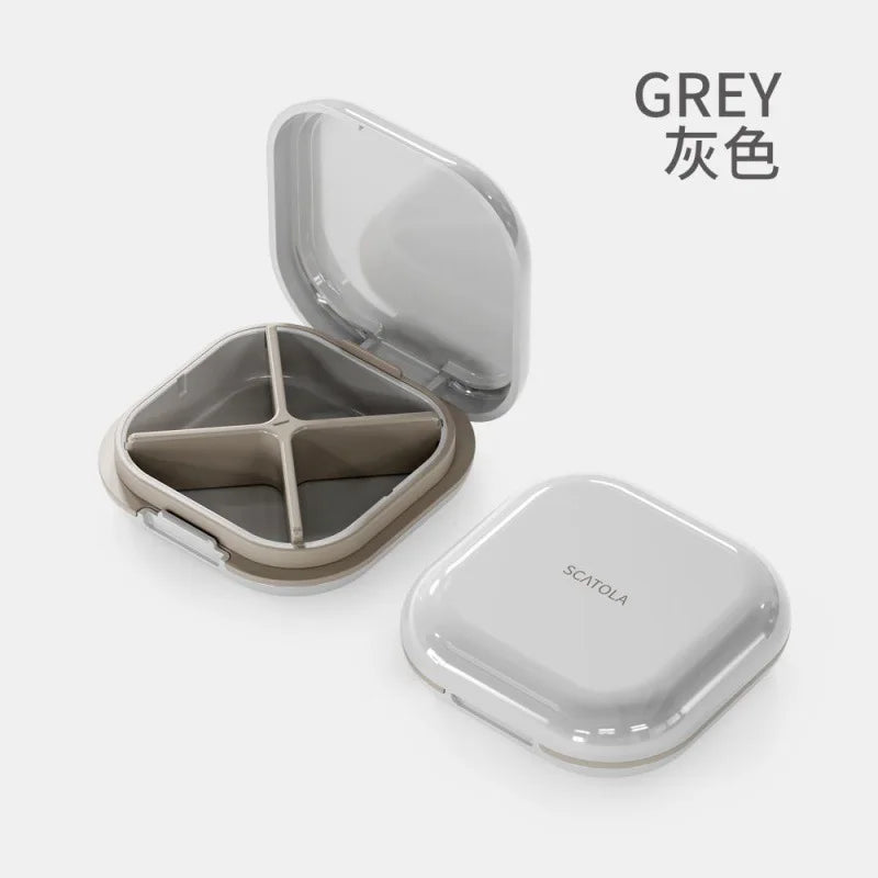 4-grid Pill Organizer Mini Portable Tablet Case for Vitamin Cod Liver Oil Supplement