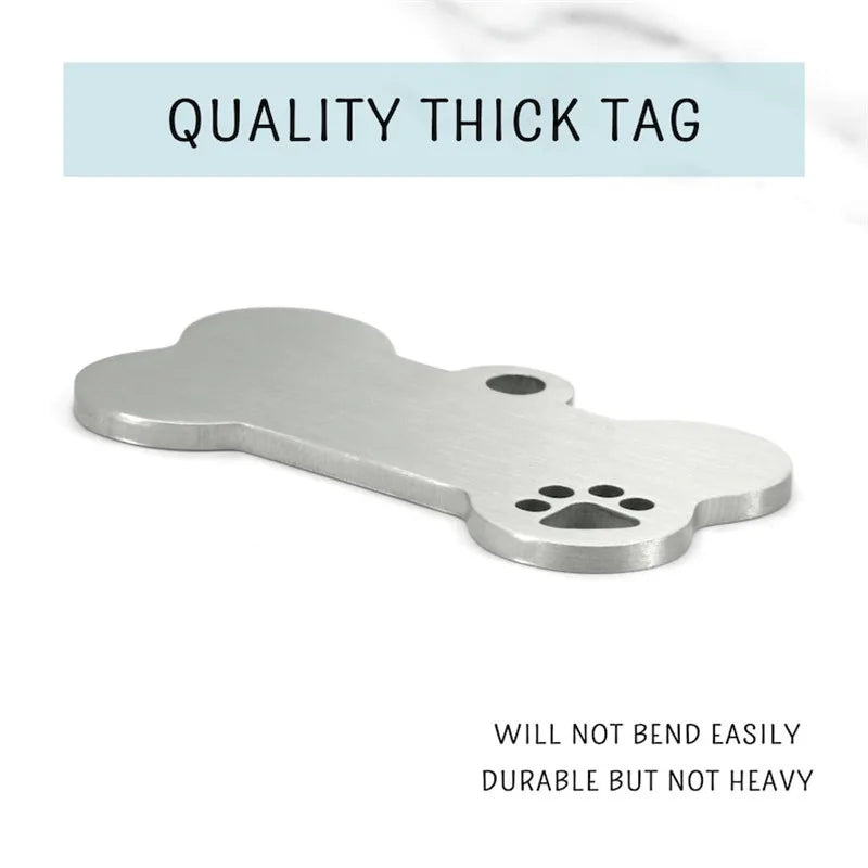 Stainless steel Personalized Engraving Customized Pet Name Puppy Collar Dog Cat Bone Tags