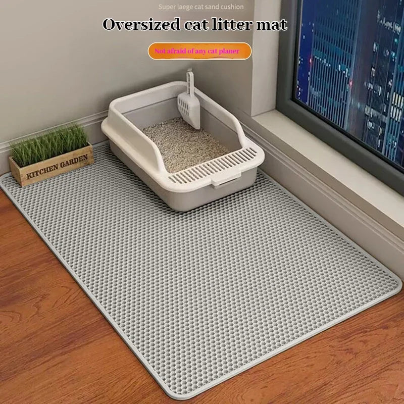 Cat Litter Mat 2-Layer Design Premium Sand Trapping Technology Waterproof Base Non-Slip Pet Floor