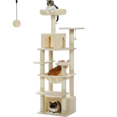 Large Cat Tree and Tower for Indoor Cats Spacious Hammock Padded Perches and Condos Cat Toys