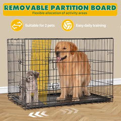 Foldable wire dog crate Double Door with Plastic Leak-Proof Pan tray
