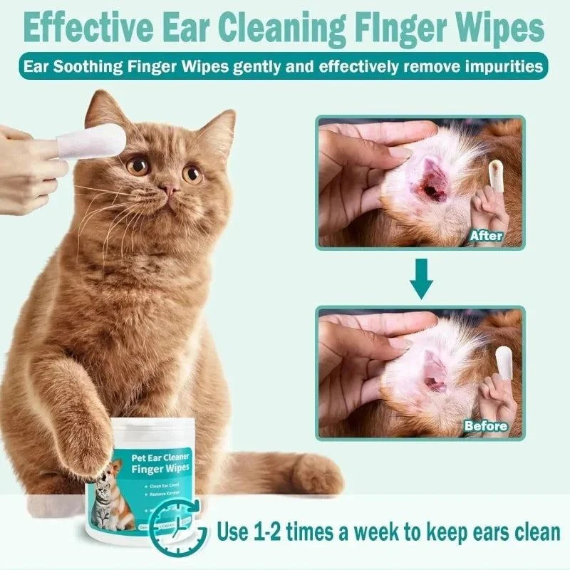 Pet Disposable Ear Care Finger Cover Convenient And Dirty Hand Ear Mite Cleaning Wipes