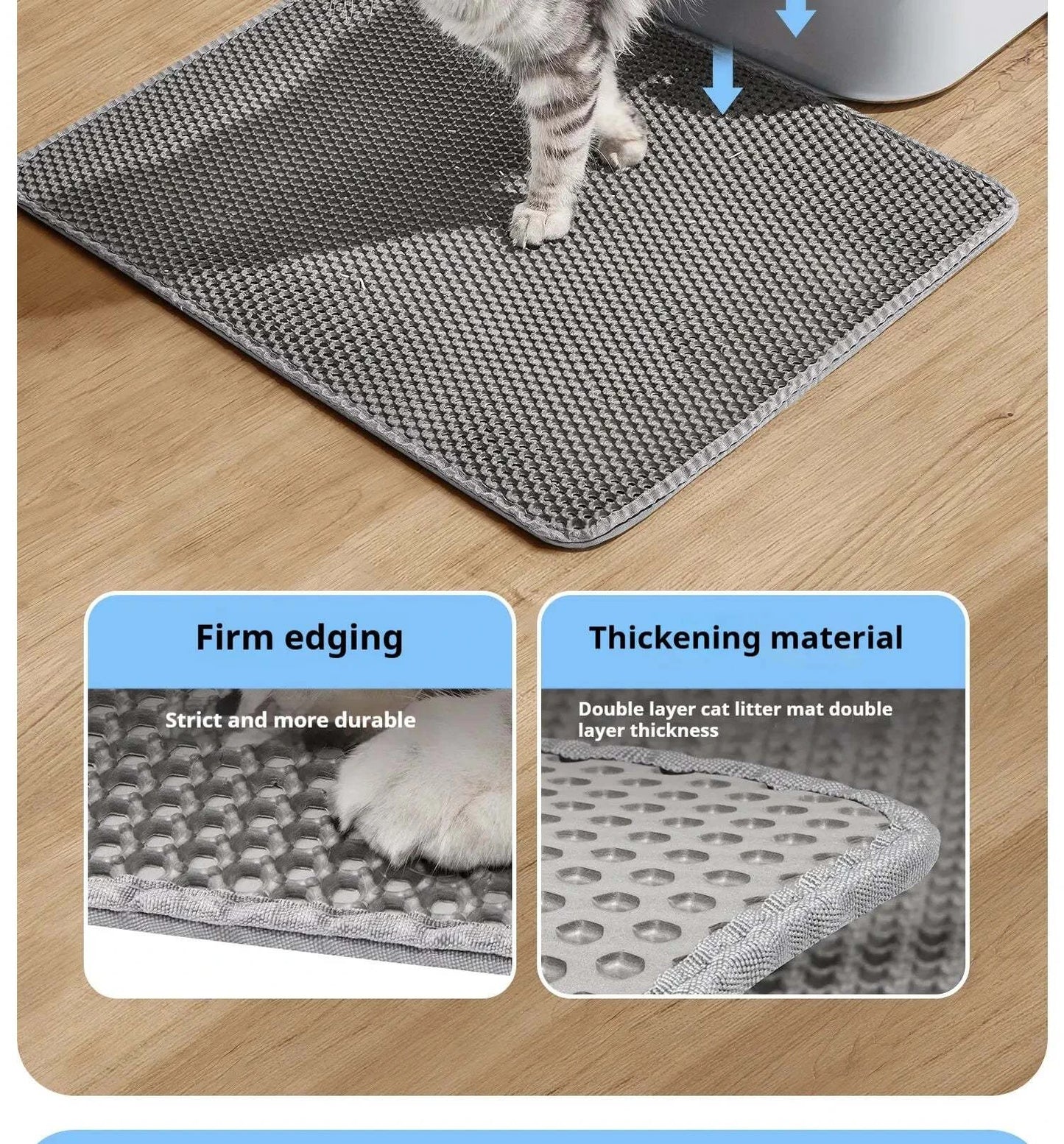 Cat Litter Mat Waterproof Double Layer Pet Litter Box Mat Pet Toilet Cat Mat Nonslip