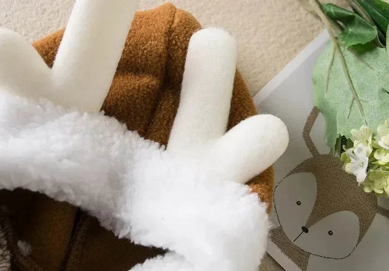 Funny cat Christmas costume red Santa cape with white plush antlers hat and scarf accessories