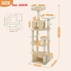 Large Cat Tree and Tower for Indoor Cats Spacious Hammock Padded Perches and Condos Cat Toys