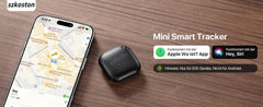 Mini GPS tracker smart iTag device for pets and cars locator with Apple Wo ist and Siri compatibility displayed on smartphone screen