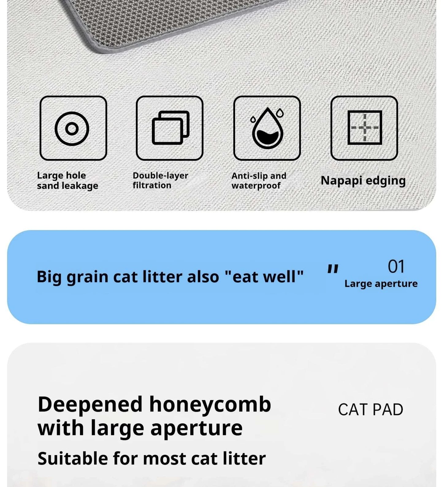 Cat Litter Mat Waterproof Double Layer Pet Litter Box Mat Pet Toilet Cat Mat Nonslip