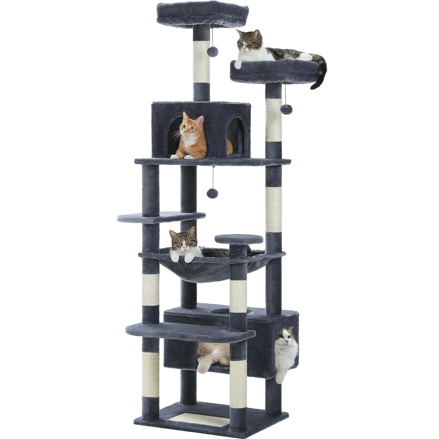 Large Cat Tree and Tower for Indoor Cats Spacious Hammock Padded Perches and Condos Cat Toys