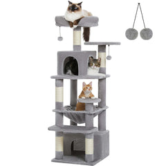 Large Cat Tree and Tower for Indoor Cats Spacious Hammock Padded Perches and Condos Cat Toys