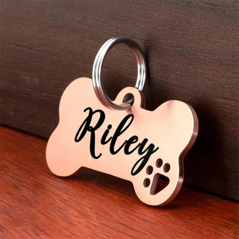 Stainless steel Personalized Engraving Customized Pet Name Puppy Collar Dog Cat Bone Tags