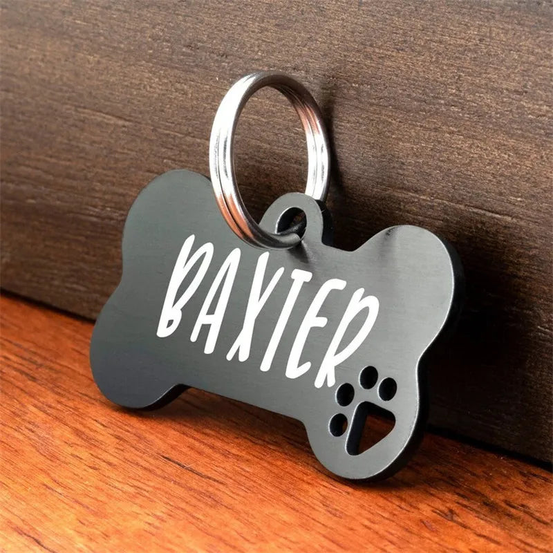 Stainless steel Personalized Engraving Customized Pet Name Puppy Collar Dog Cat Bone Tags