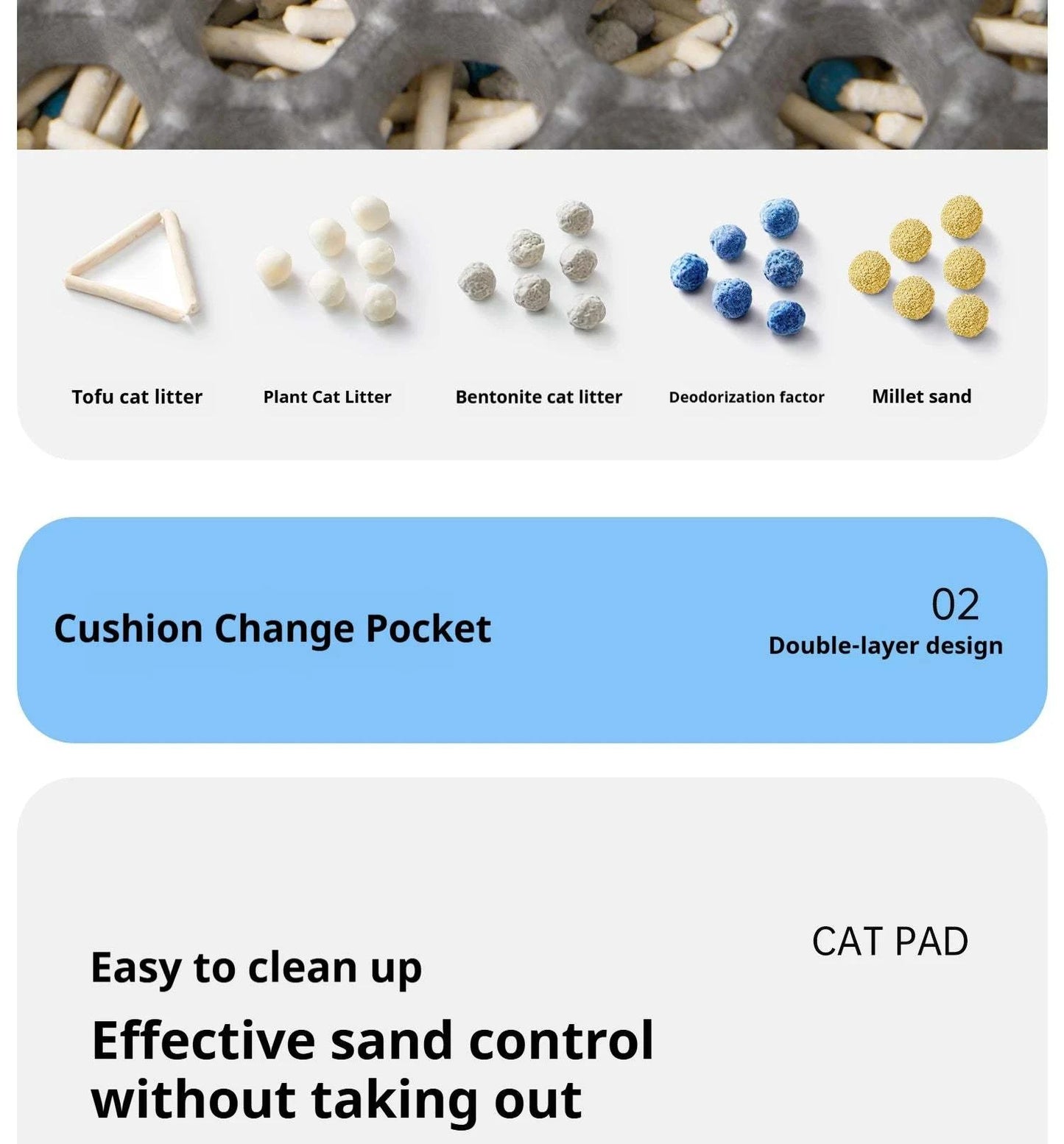 Cat Litter Mat Waterproof Double Layer Pet Litter Box Mat Pet Toilet Cat Mat Nonslip