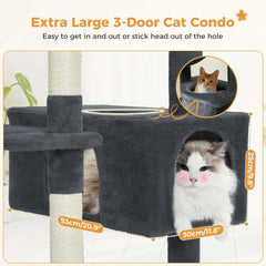 Large Cat Tree and Tower for Indoor Cats Spacious Hammock Padded Perches and Condos Cat Toys