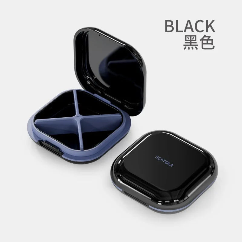 4-grid Pill Organizer Mini Portable Tablet Case for Vitamin Cod Liver Oil Supplement