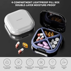 4-grid Pill Organizer Mini Portable Tablet Case for Vitamin Cod Liver Oil Supplement
