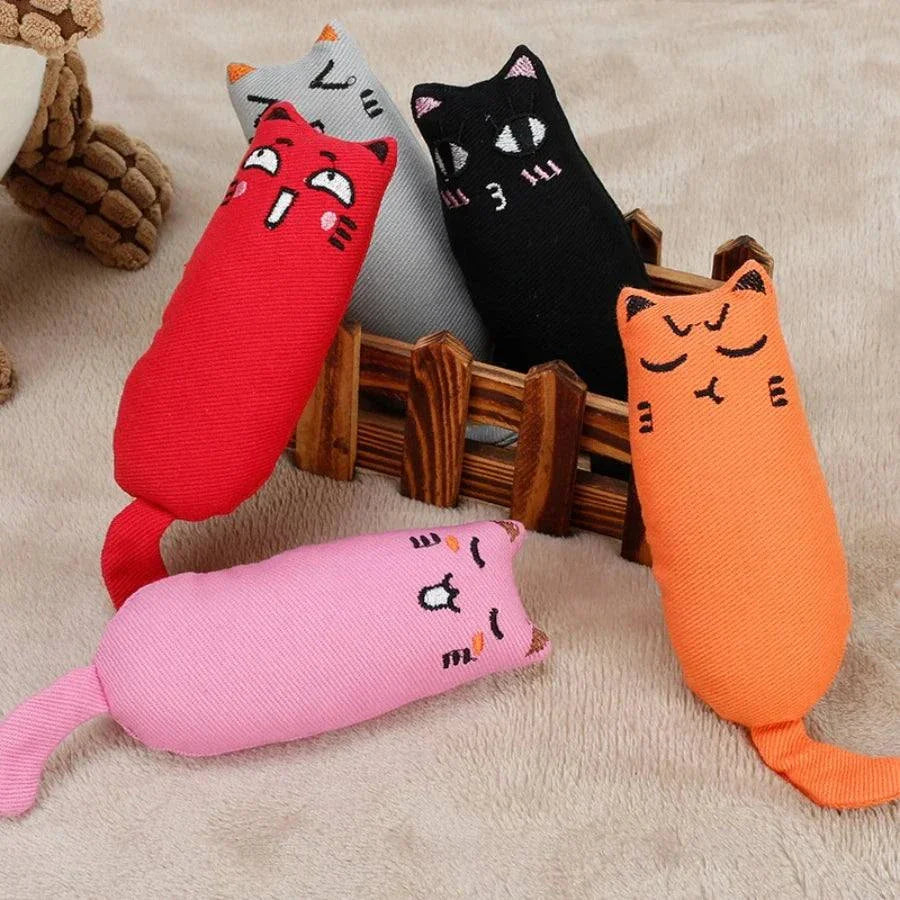 Rustle sound catnip plush toy set with colorful cat designs for kittens and pets