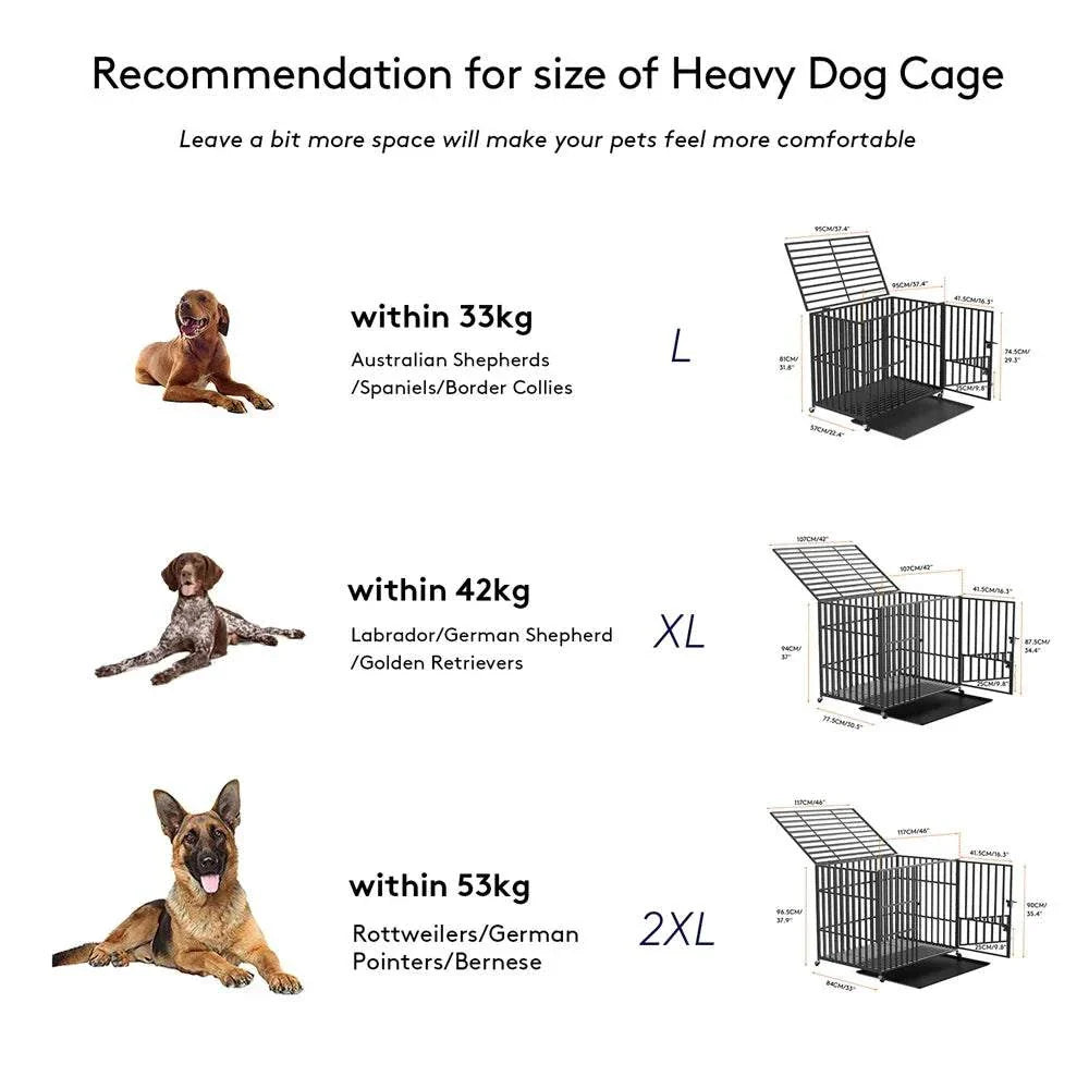 XXL Large Heavy Duty Dog Crate with lockable wheels and tear-resistant metal frame for large breeds up to 42kg