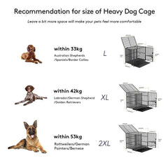 XXL Large Heavy Duty Dog Crate with lockable wheels and tear-resistant metal frame for large breeds up to 42kg