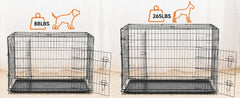 Foldable wire dog crate Double Door with Plastic Leak-Proof Pan tray