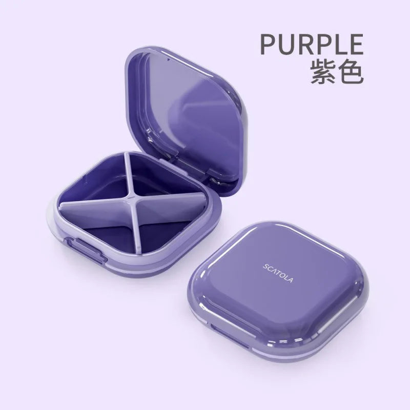 4-grid Pill Organizer Mini Portable Tablet Case for Vitamin Cod Liver Oil Supplement