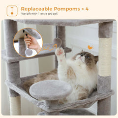 Large Cat Tree and Tower for Indoor Cats Spacious Hammock Padded Perches and Condos Cat Toys