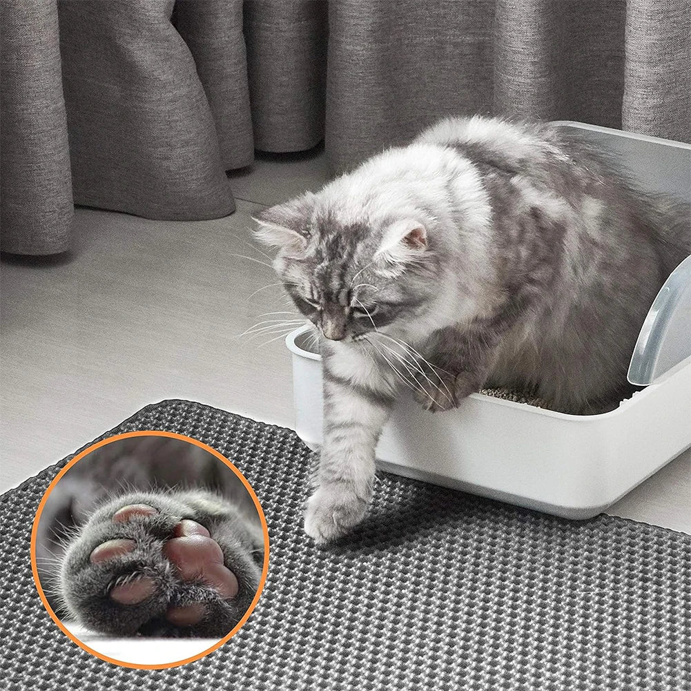 Cat Litter Mat Double Layer Waterproof Urine Proof Trapping Mat Easy to Clean Non-Slip Toilet Pad