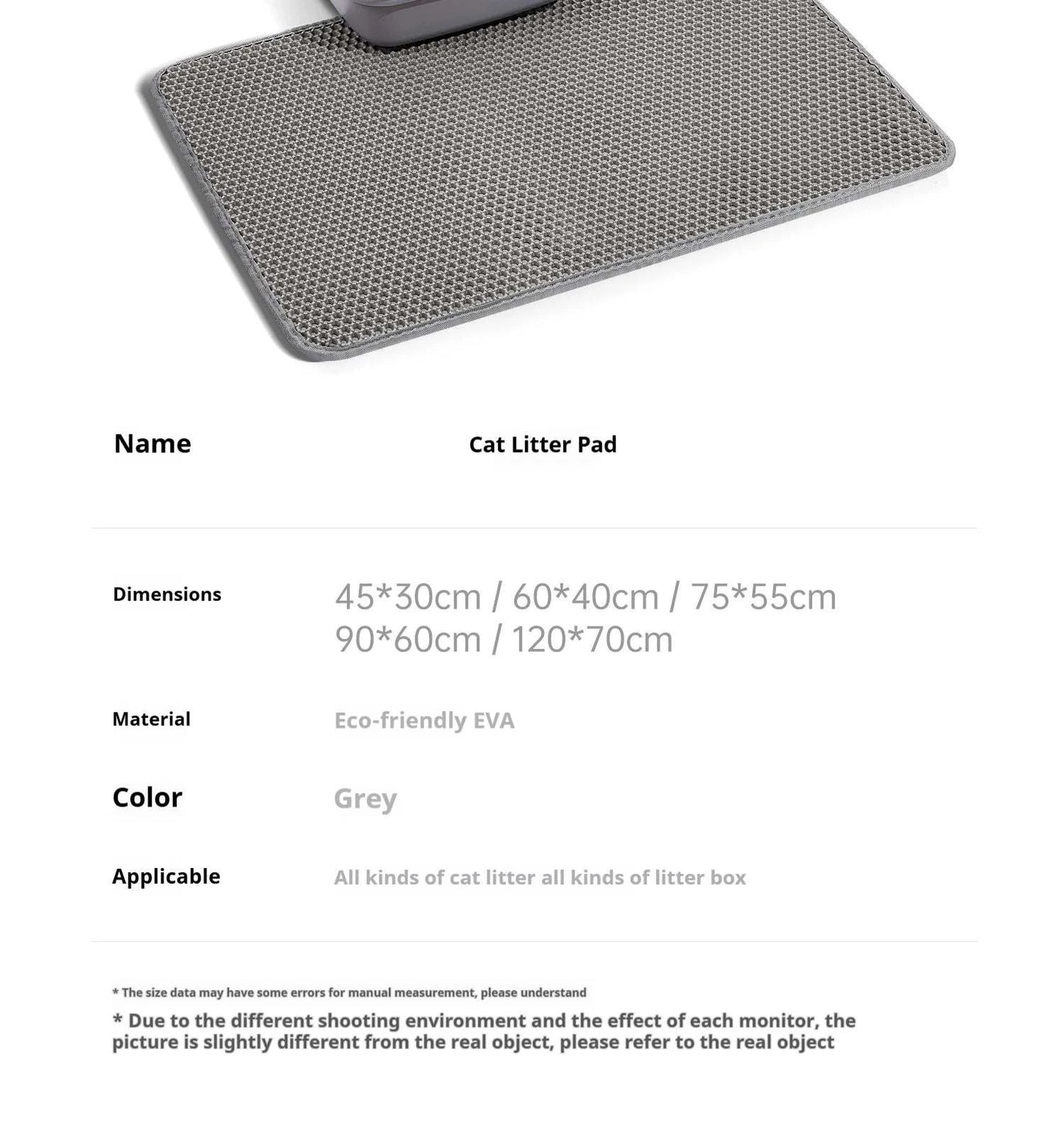 Cat Litter Mat Waterproof Double Layer Pet Litter Box Mat Pet Toilet Cat Mat Nonslip