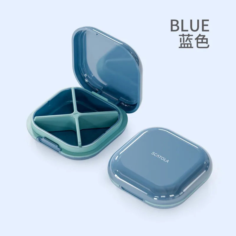 4-grid Pill Organizer Mini Portable Tablet Case for Vitamin Cod Liver Oil Supplement