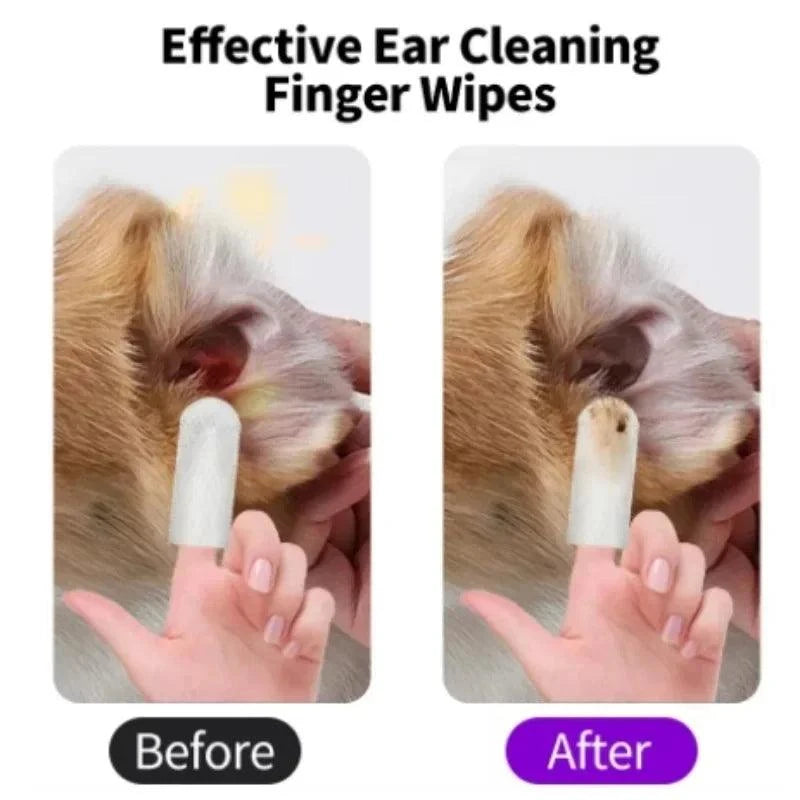Pet Disposable Ear Care Finger Cover Convenient And Dirty Hand Ear Mite Cleaning Wipes
