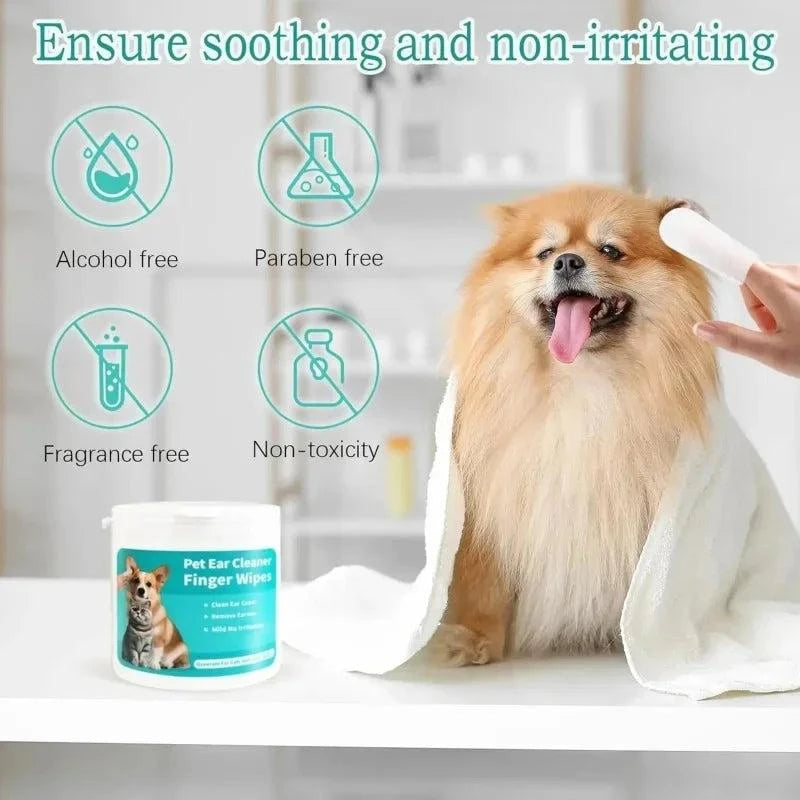 Pet Disposable Ear Care Finger Cover Convenient And Dirty Hand Ear Mite Cleaning Wipes