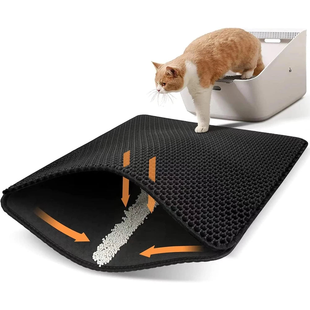 Cat Litter Mat Double Layer Waterproof Urine Proof Trapping Mat Easy to Clean Non-Slip Toilet Pad