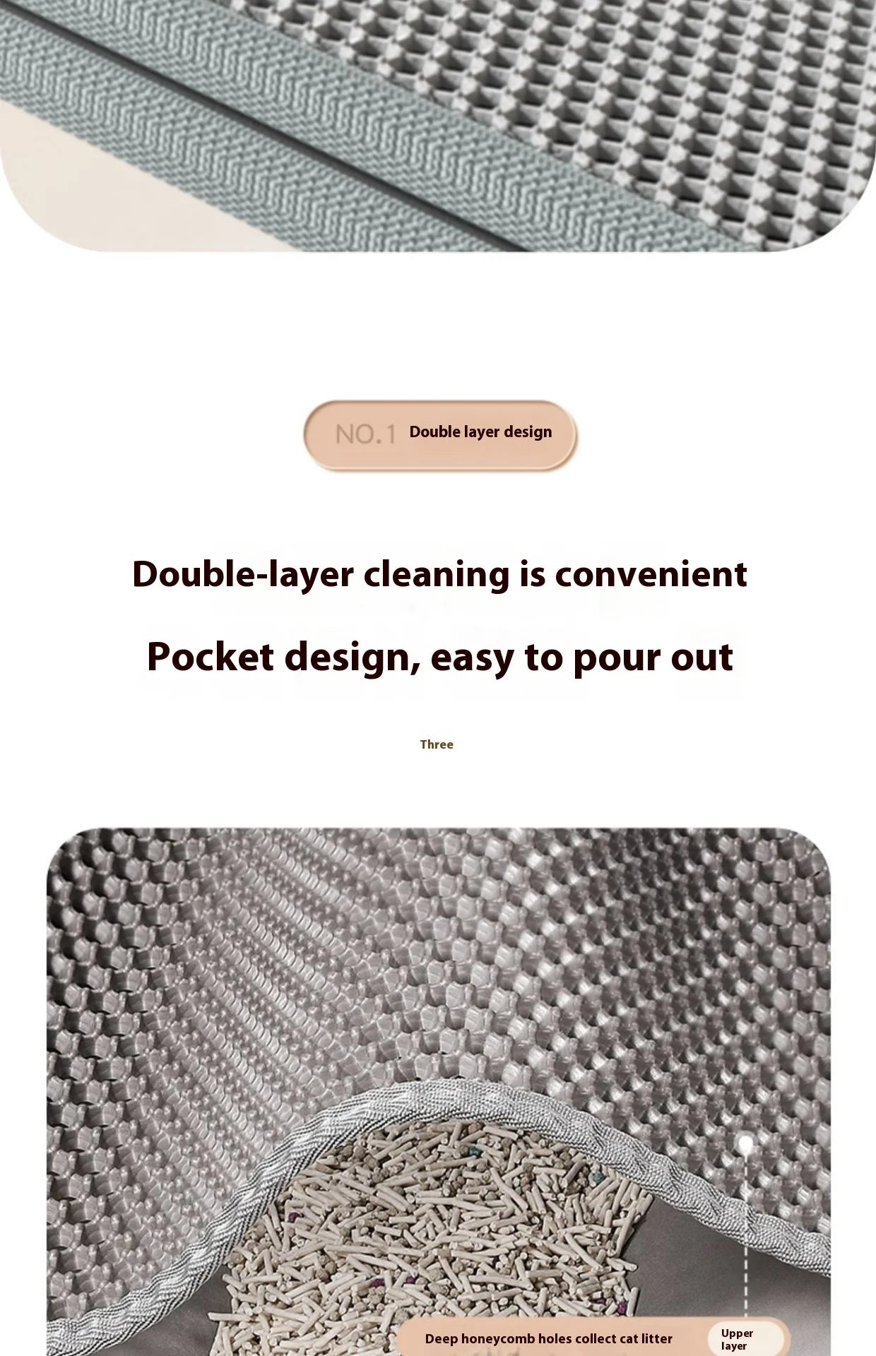 Cat Litter Mat 2-Layer Design Premium Sand Trapping Technology Waterproof Base Non-Slip Pet Floor